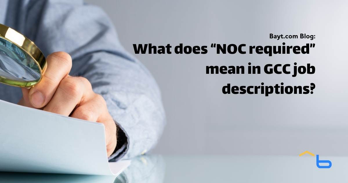 What does "NOC required" mean in GCC job descriptions?
