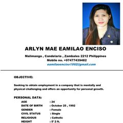 Arlyn Mae Enciso, Sales/Cashier/waitress