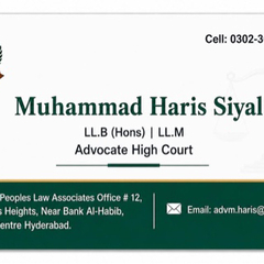 Advocate Muhammad Haris Siyal, Advocate High Court