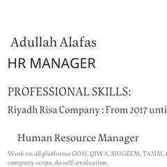 abdullah ALafas, HR Manager